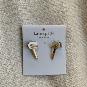 Kate Spade Gold and White Dangle Earrings